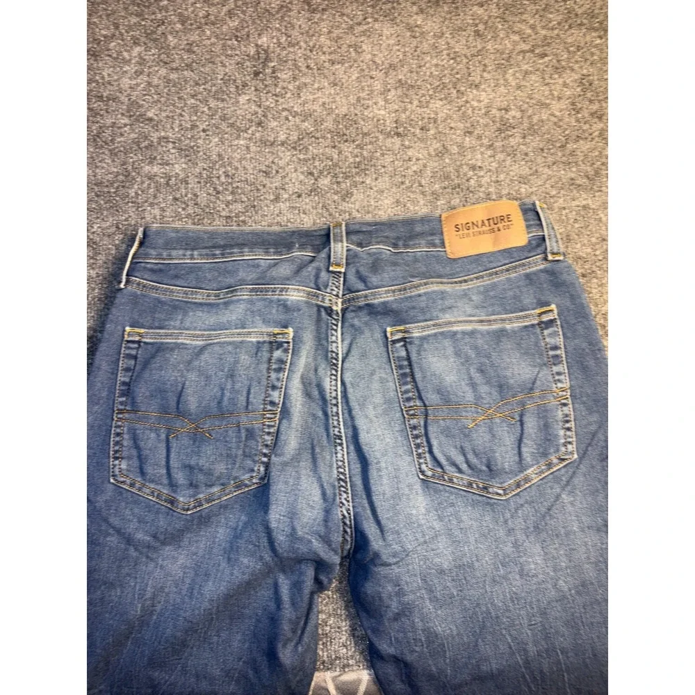Levi's Jeans Men 34x32 Blue Denim Faded‎ Double Stitch Regular Fit Tapered Leg